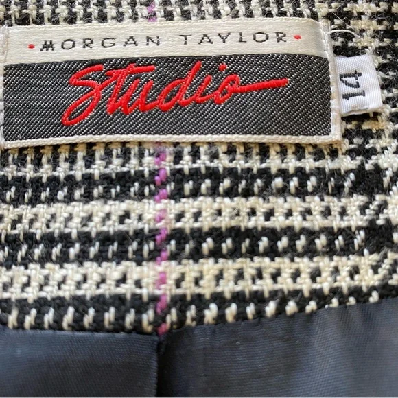 Vintage Morgan Taylor Blazer! Plaid padded jacket w/ pockets. Sz: 14 - Picture 9 of 16